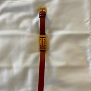 Tory Burch leather double-wrap Gold plated bracelet